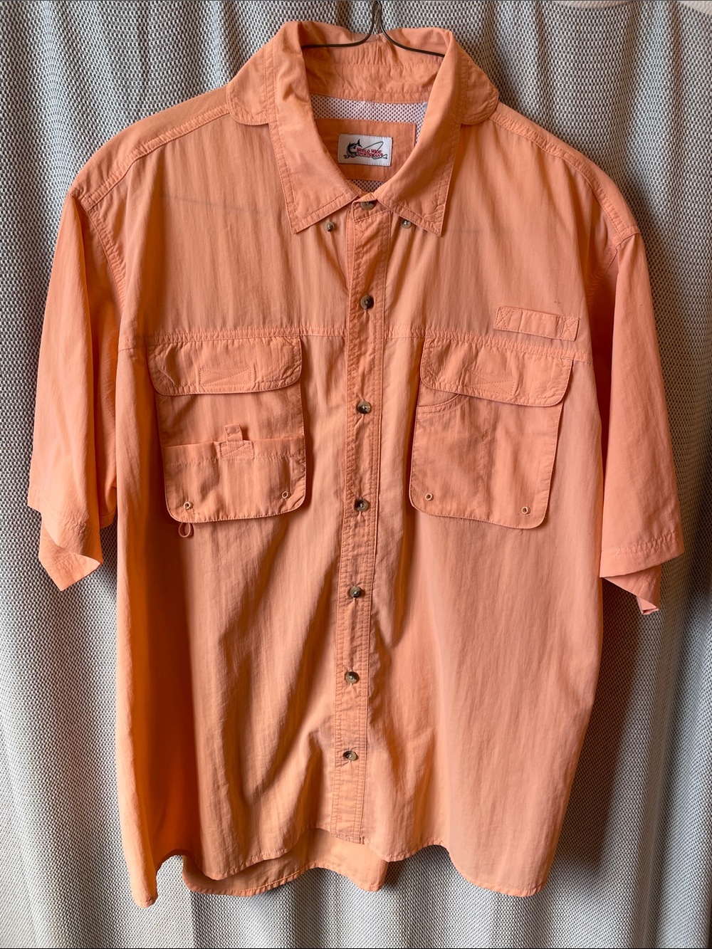 World Wide Sportsman Peach Short Sleeve Button-Down Shirt